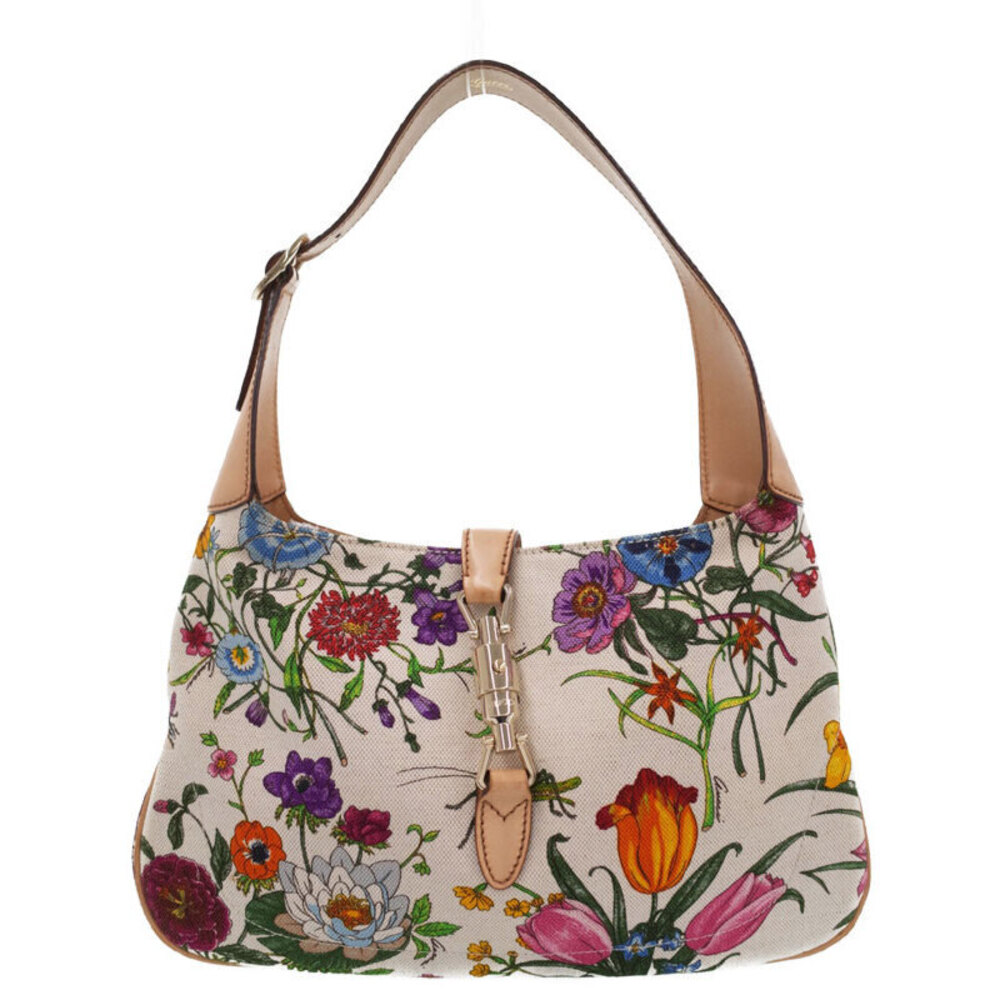 GUCCI Jackie Floral Flower Hobo Bag Semi Shoulder